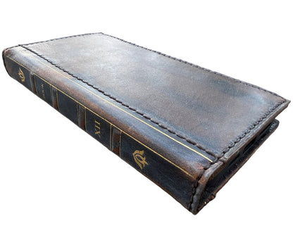 ARICHI Genuine Leather Vintage Bible Style Case for Galaxy S26, S25 Edge, S24 S23 Ultra S22 S21 Note Z Fold 7 A56 Polished Bible Book