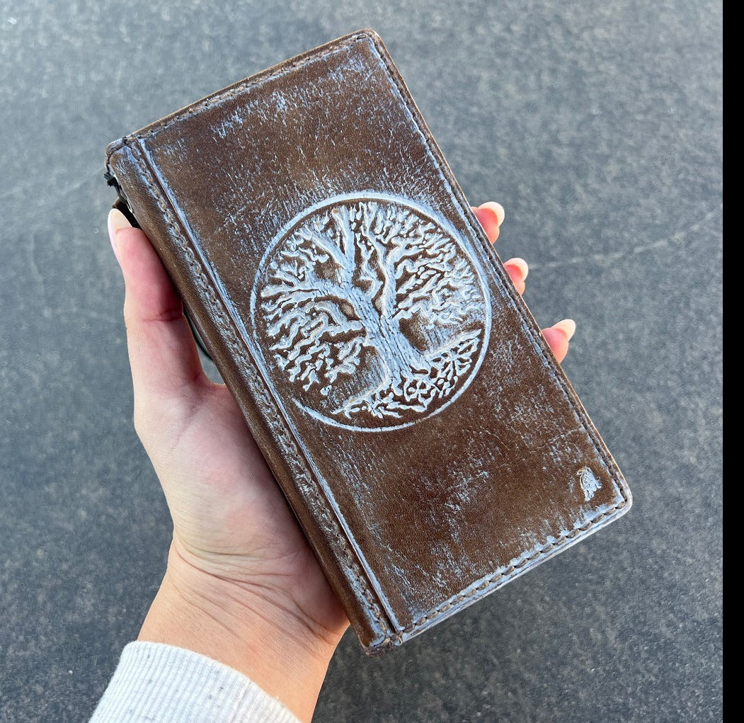 ARICHI Genuine Leather Phone case For Samsung Galaxy s24 s23 s22 s21 s20 Ultra Fe Note 9 8 10 A71 A12 A31 A32 Tree of life polished wax vintage Handmade