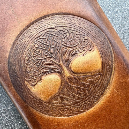 ARICHI Genuine Leather Phone case For Google Pixel 4 4A 5 5A 6 6A 7 7A 8 Pro Tree Of Life Stamping Magnetic closure Handmade