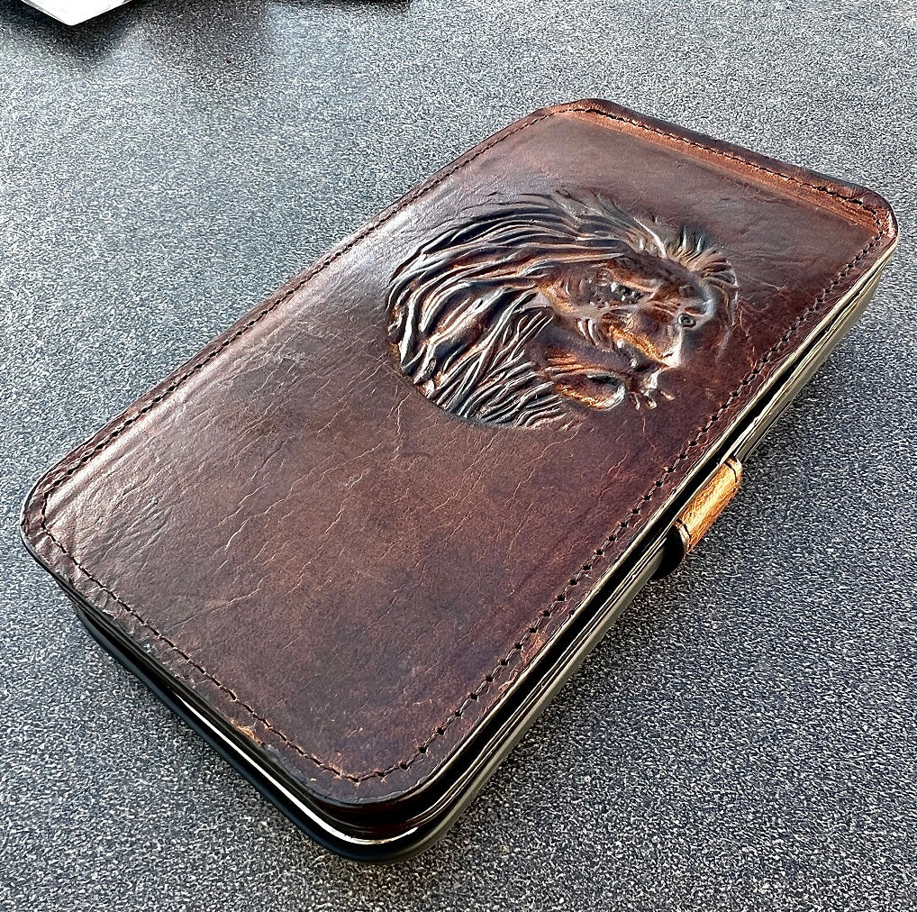 ARICHI Genuine Leather Case For Google Pixel 4 4A 5 5A 6 6A 7 7A 8 Pro Cover 4G 5G Lion Stamping