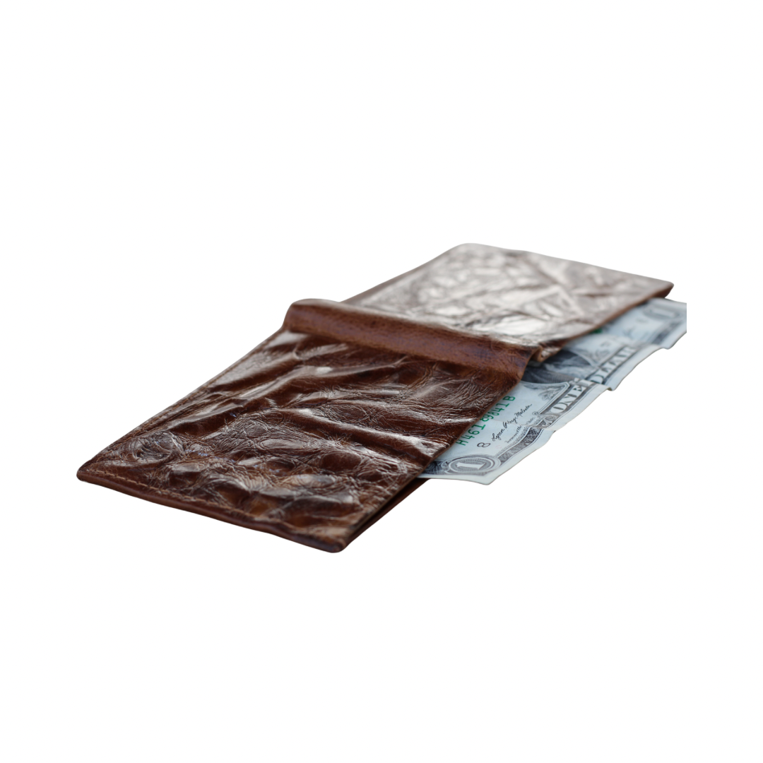 Handmade Distressed Tan Brown Leather Bifold Wallet – Slim Money Clip