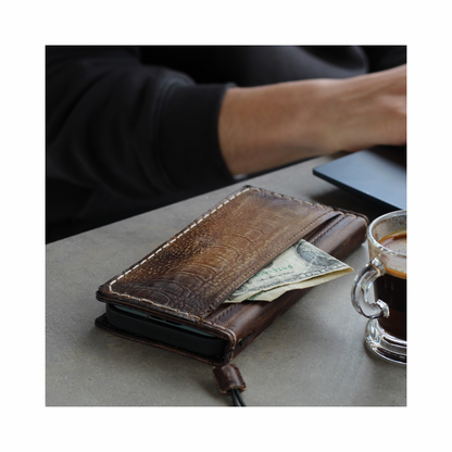 Pixel 7 Pro leather wallet case handmade ostrich with cash pocket and cards