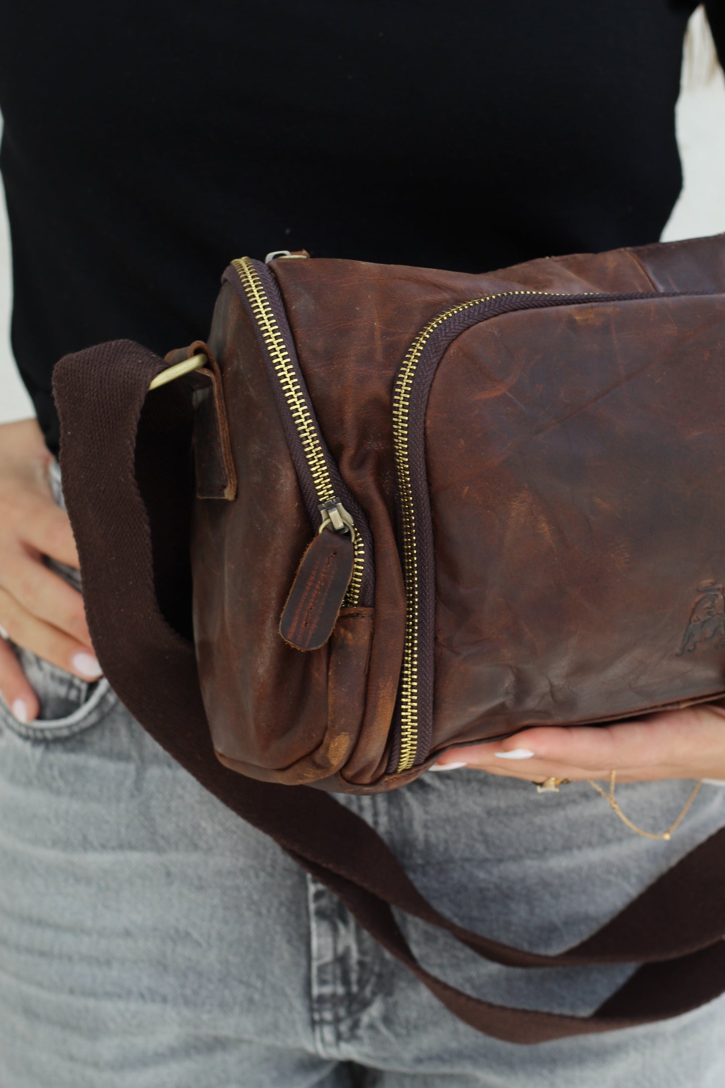 Genuine Leather Shoulder Bag Vintage Brown | Handmade Crossbody Messenger Bag for Men & Women