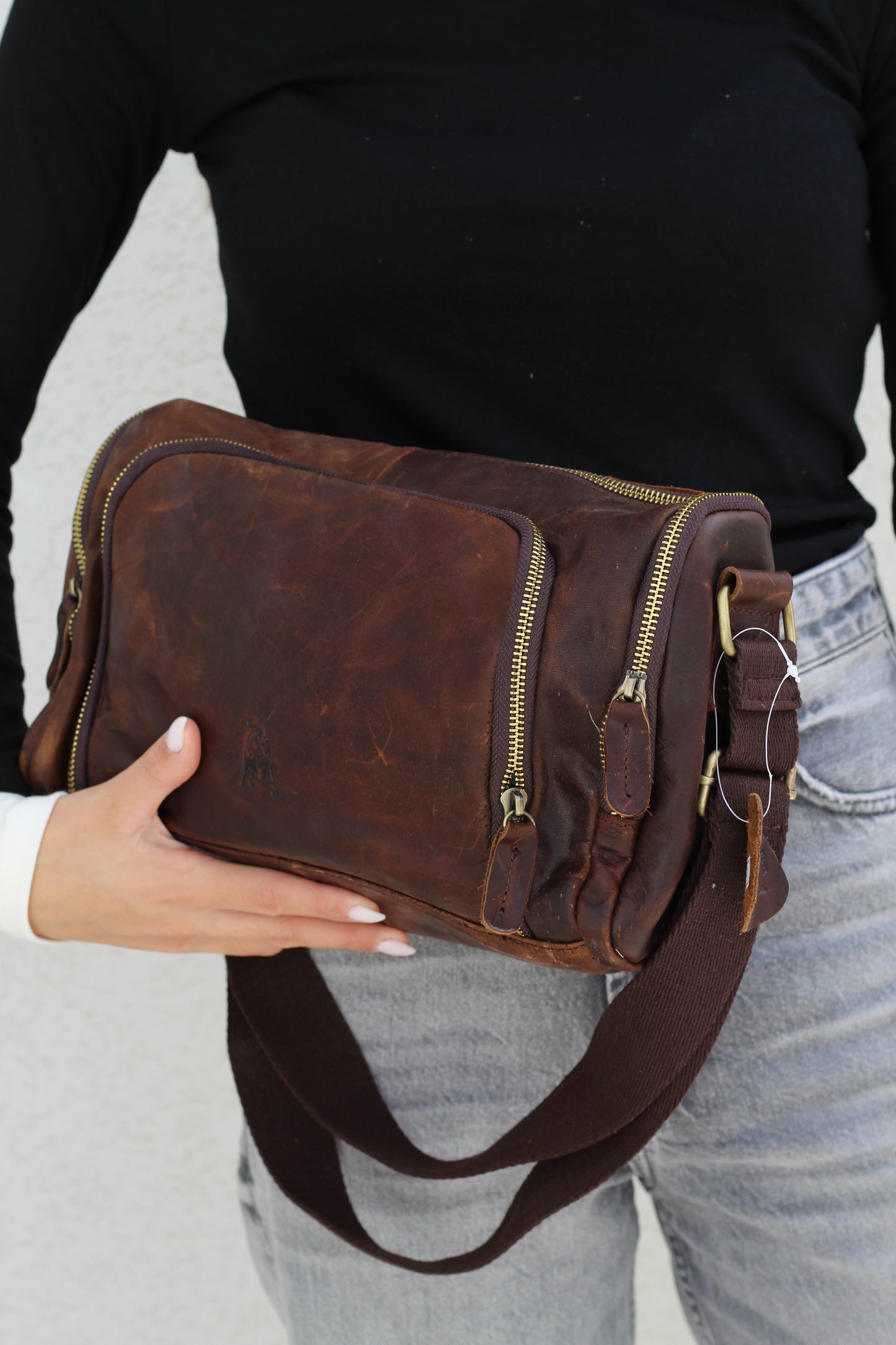 Genuine Leather Shoulder Bag Vintage Brown | Handmade Crossbody Messenger Bag for Men & Women