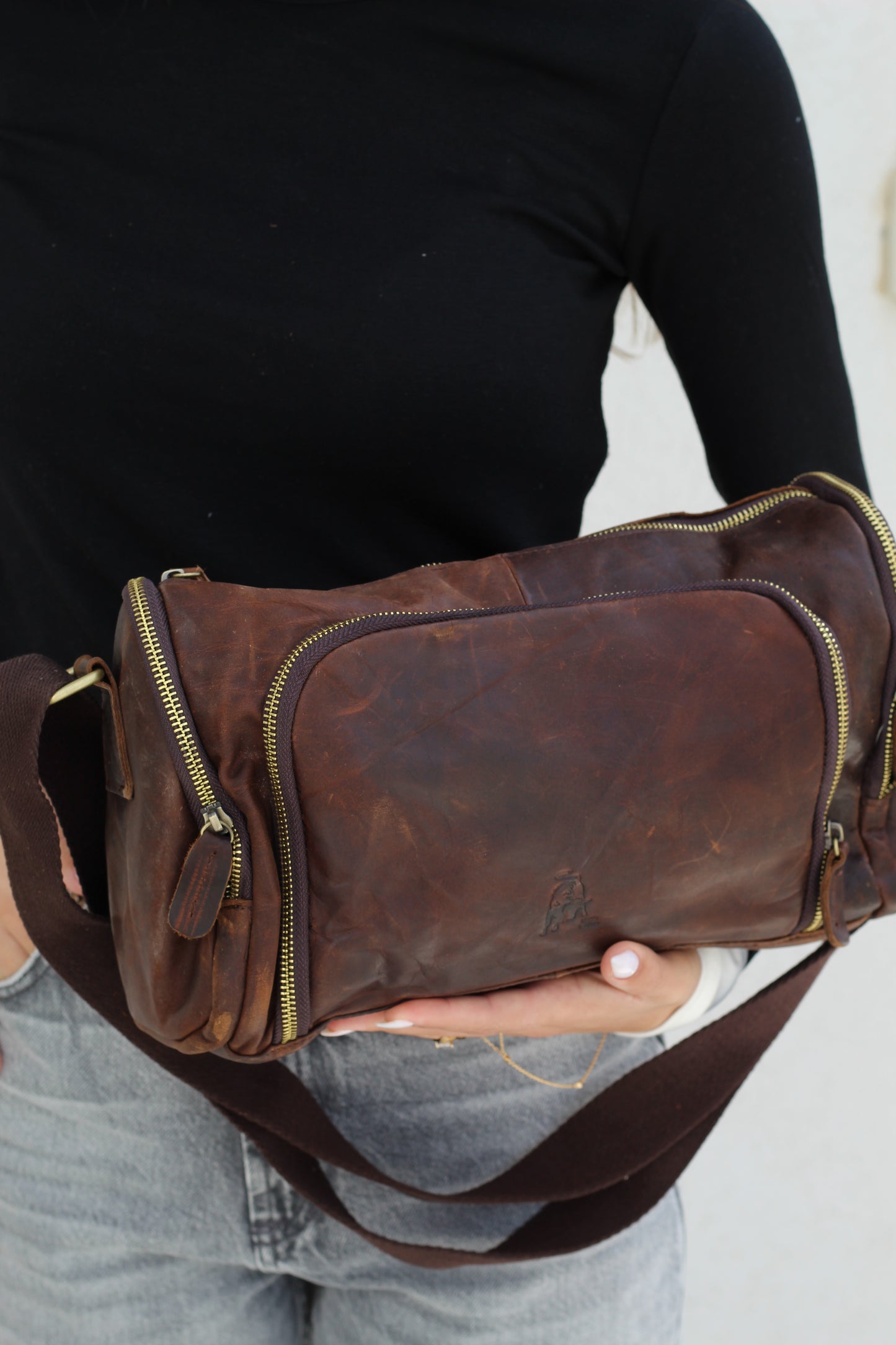 Genuine Leather Shoulder Bag Vintage Brown | Handmade Crossbody Messenger Bag for Men & Women