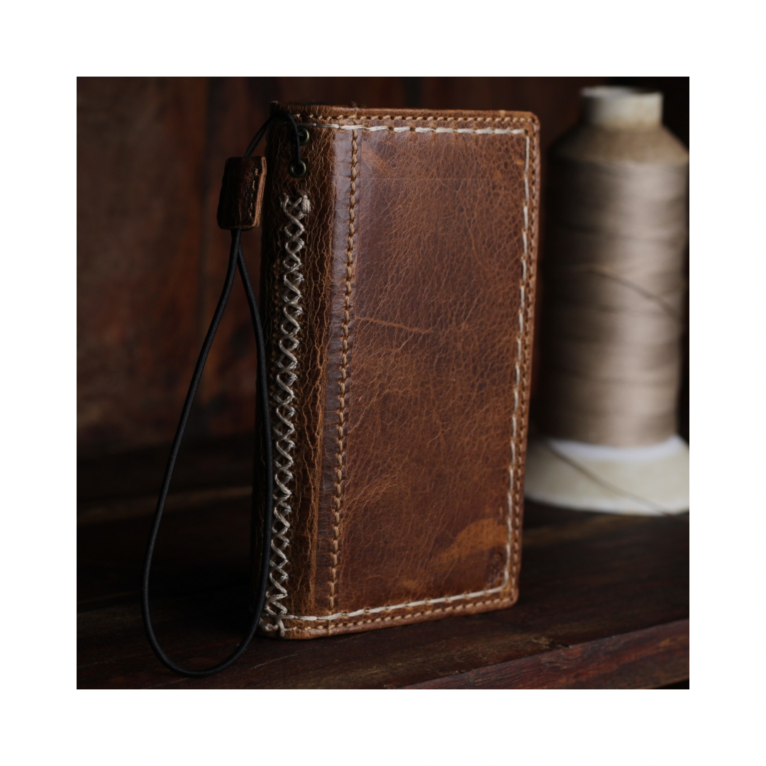 Vintage brown leather flip case for Samsung Galaxy Ultra handmade from genuine leather
