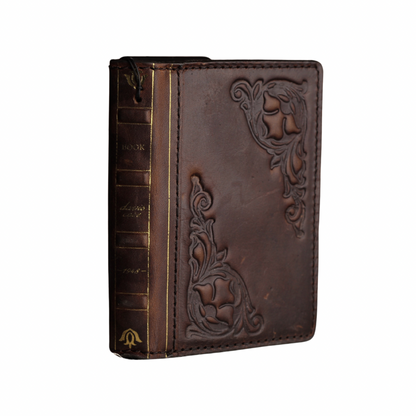 Handmade Samsung Galaxy Z Fold 8 leather wallet case in brown genuine leather