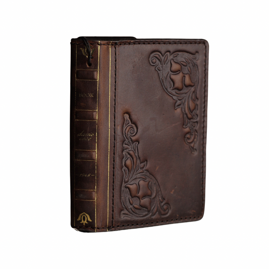 Handmade Samsung Galaxy Z Fold 8 leather wallet case in brown genuine leather