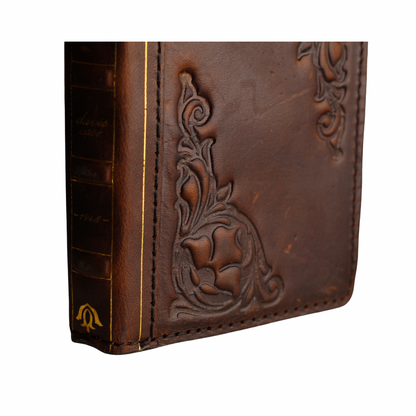 Handcrafted brown leather Samsung Galaxy Z Fold 8 case with vintage book design