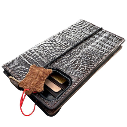 ARICHI Crocodile Embossed Leather Case for iPhone 6-17 Pro Max Air SE XS – Luxury Wallet Book Style Cover