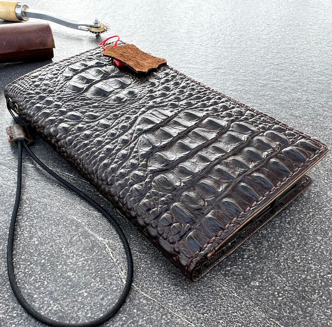 ARICHI Genuine Leather Case Samsung Galaxy s24 s23 Fe s22 s21 s20 Ultra s8 s9 Note 8 9 10 20 21 A71 A52 A53 A12 A31 A32 Brown Crocodile Stamping