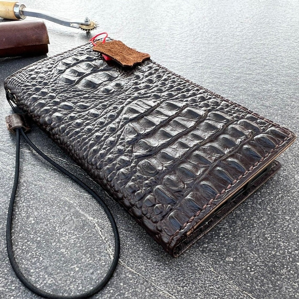 ARICHI Genuine Leather Case For Google Pixel 4 4A 5 5A 6 6A 7 8 9 Pro XL Fold Cover 4G 5G Cover Stamping Crocodile Wallet