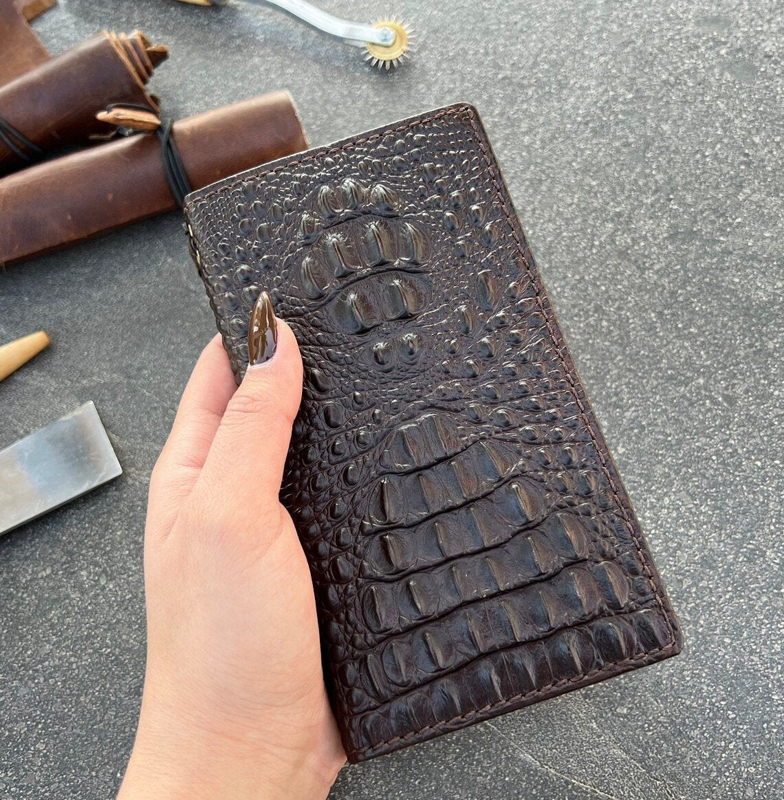 ARICHI Genuine Leather Case Samsung Galaxy s24 s23 Fe s22 s21 s20 Ultra s8 s9 Note 8 9 10 20 21 A71 A52 A53 A12 A31 A32 Brown Crocodile Stamping