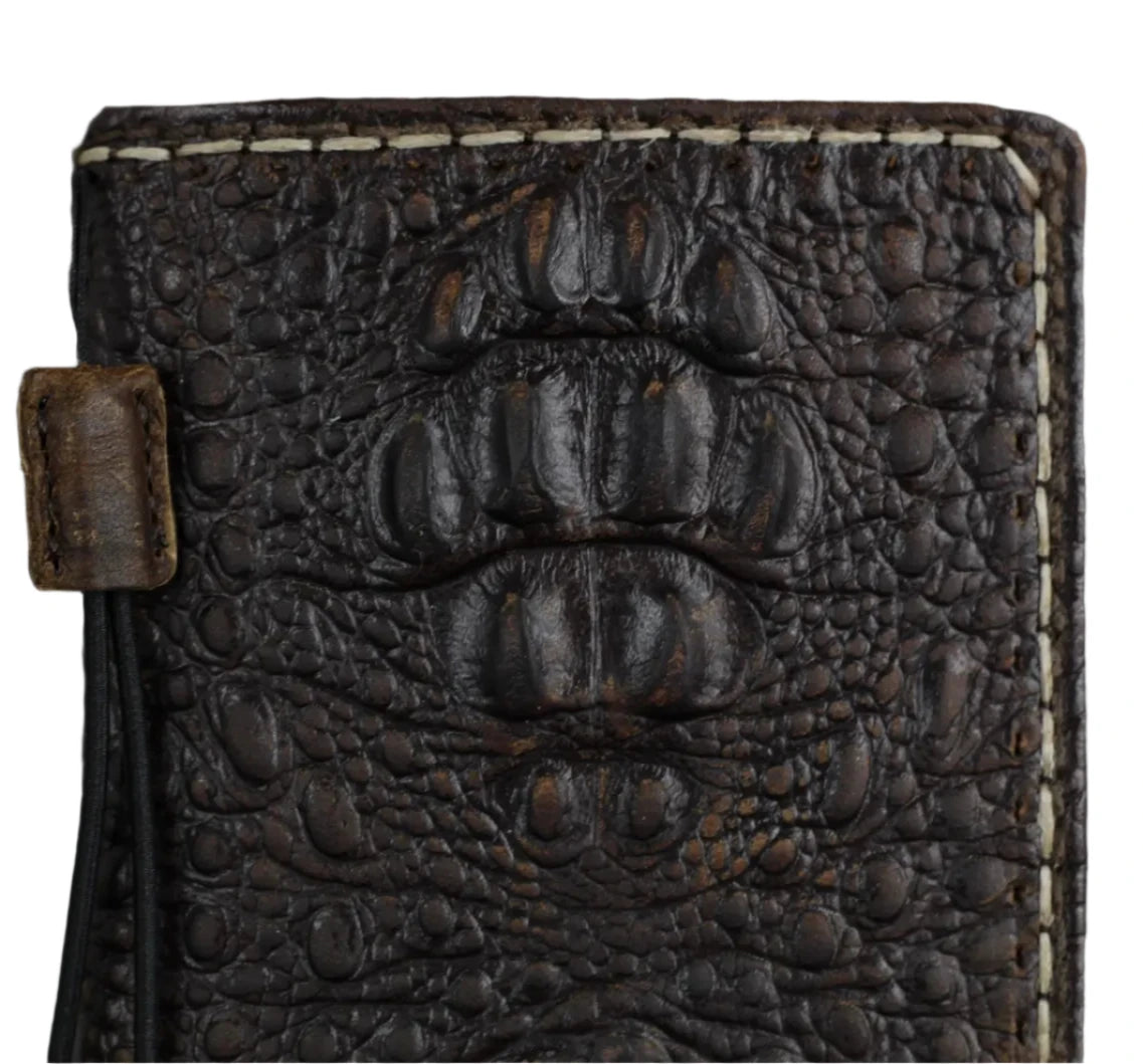 ARICHI Crocodile Embossed Leather Case with Thick White Hand-Stitched Seams for Oppo Find N3, X6 Pro, Reno 10 Pro+ Reno 12 Pro, 9 5G  A78 A98 – Luxury Wallet Book Style Cover