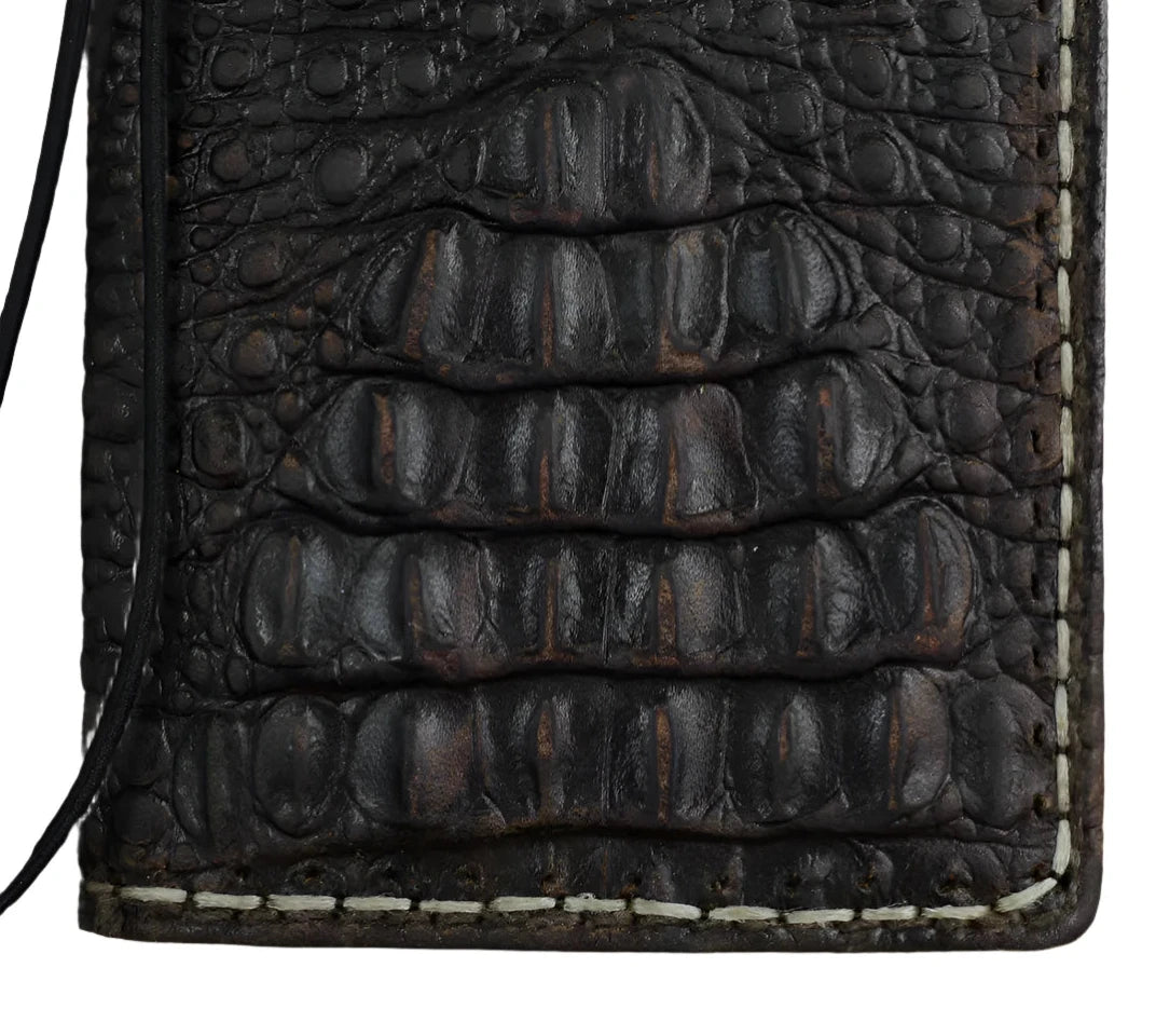 ARICHI Crocodile Embossed Leather Case with Thick White Hand-Stitched Seams for Oppo Find N3, X6 Pro, Reno 10 Pro+ Reno 12 Pro, 9 5G  A78 A98 – Luxury Wallet Book Style Cover