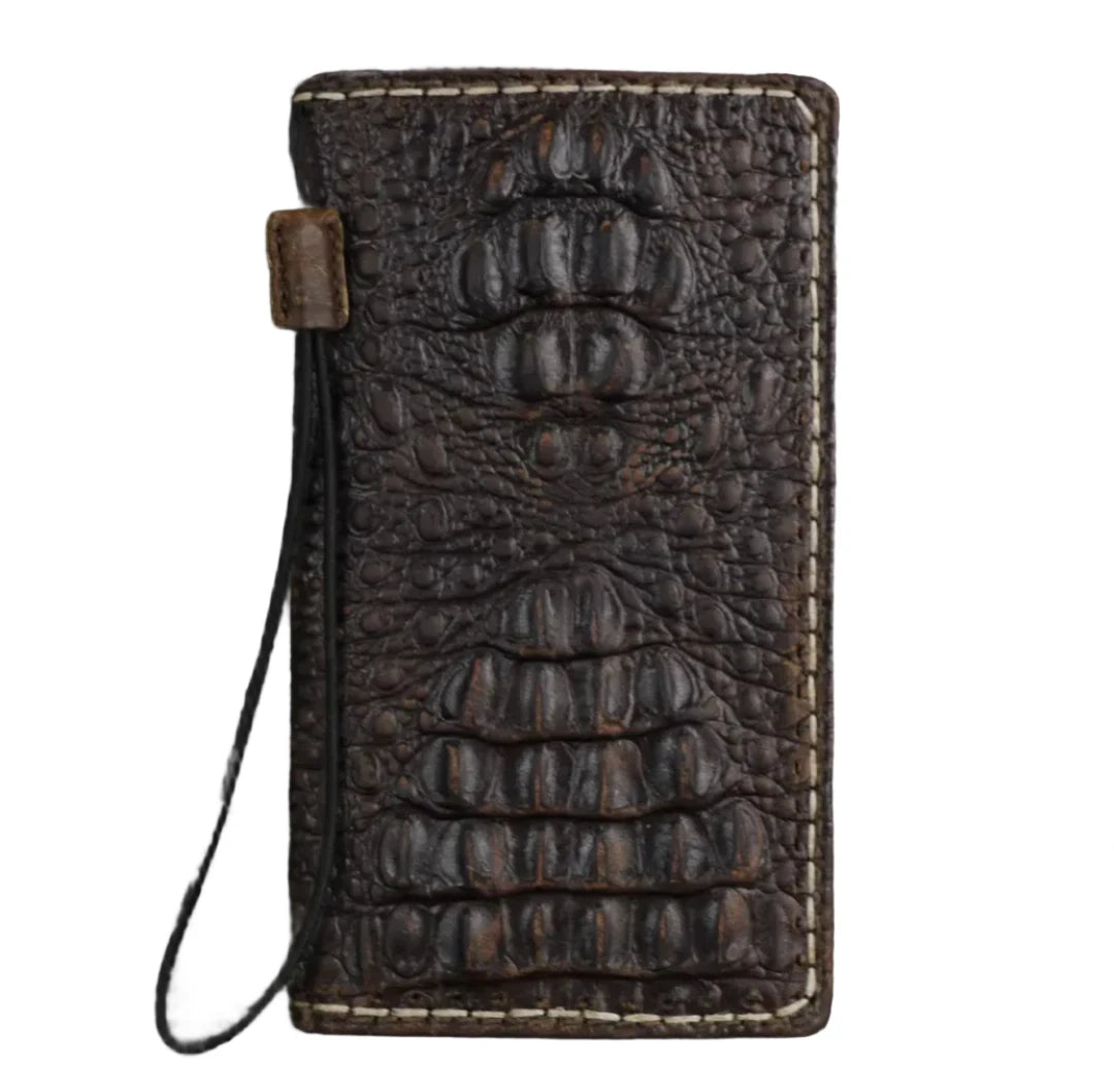 ARICHI Crocodile Embossed Leather Case with Thick White Hand-Stitched Seams for Oppo Find N3, X6 Pro, Reno 10 Pro+ Reno 12 Pro, 9 5G  A78 A98 – Luxury Wallet Book Style Cover