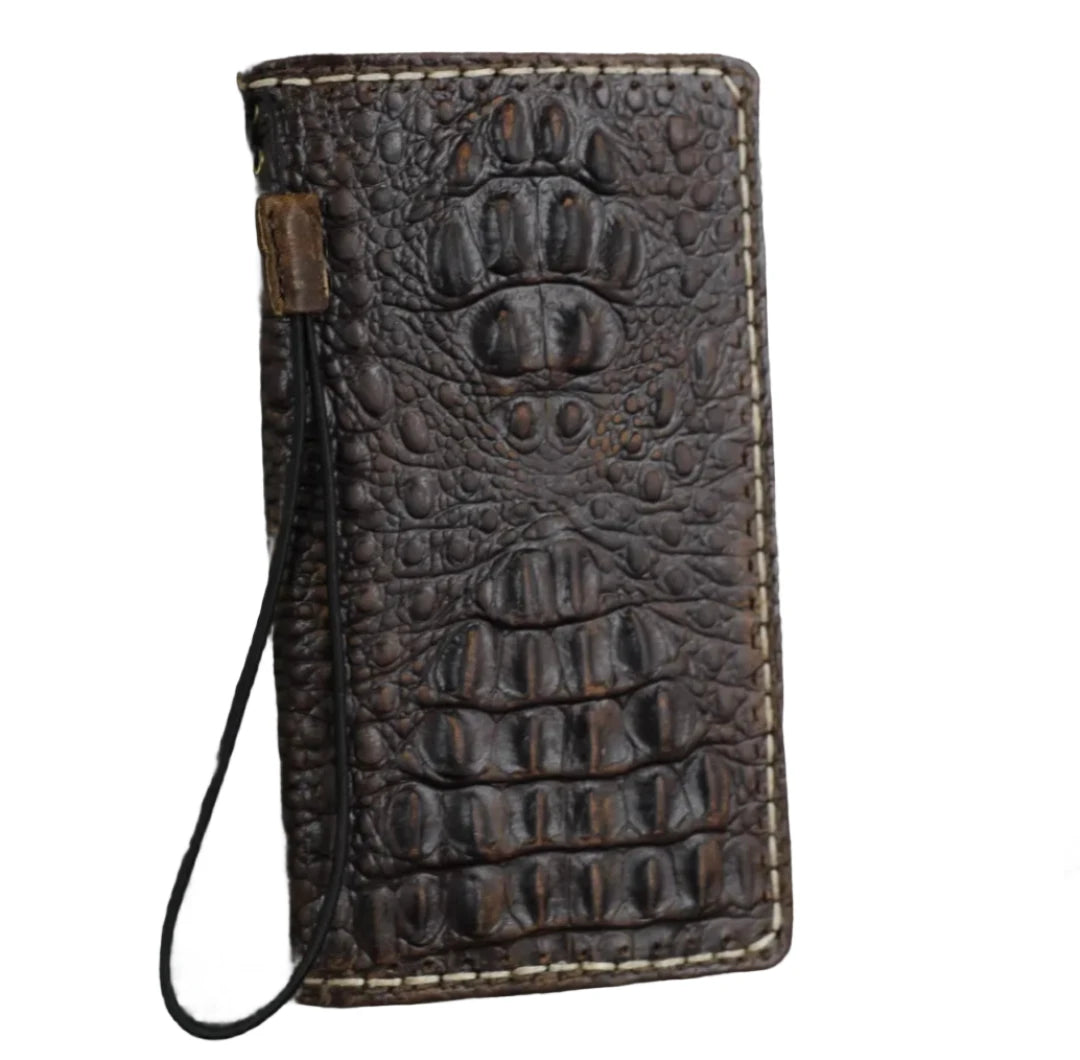 ARICHI Crocodile Embossed Leather Case with Thick White Hand-Stitched Seams for Oppo Find N3, X6 Pro, Reno 10 Pro+ Reno 12 Pro, 9 5G  A78 A98 – Luxury Wallet Book Style Cover