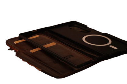 Leather Galaxy Z Fold 8 Ultra wallet case open showing card slots