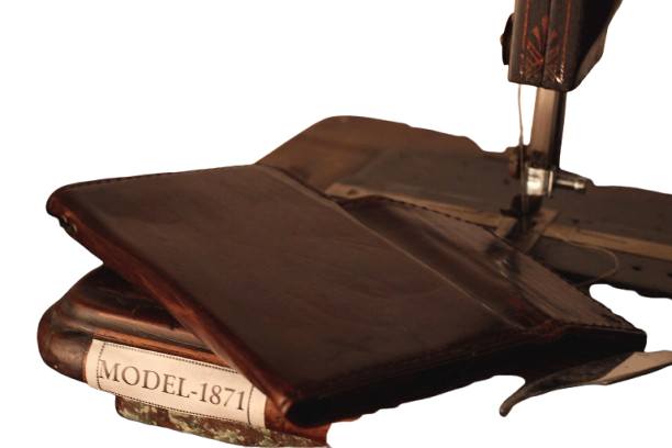 Vintage brown full grain leather book-style case with wrist strap