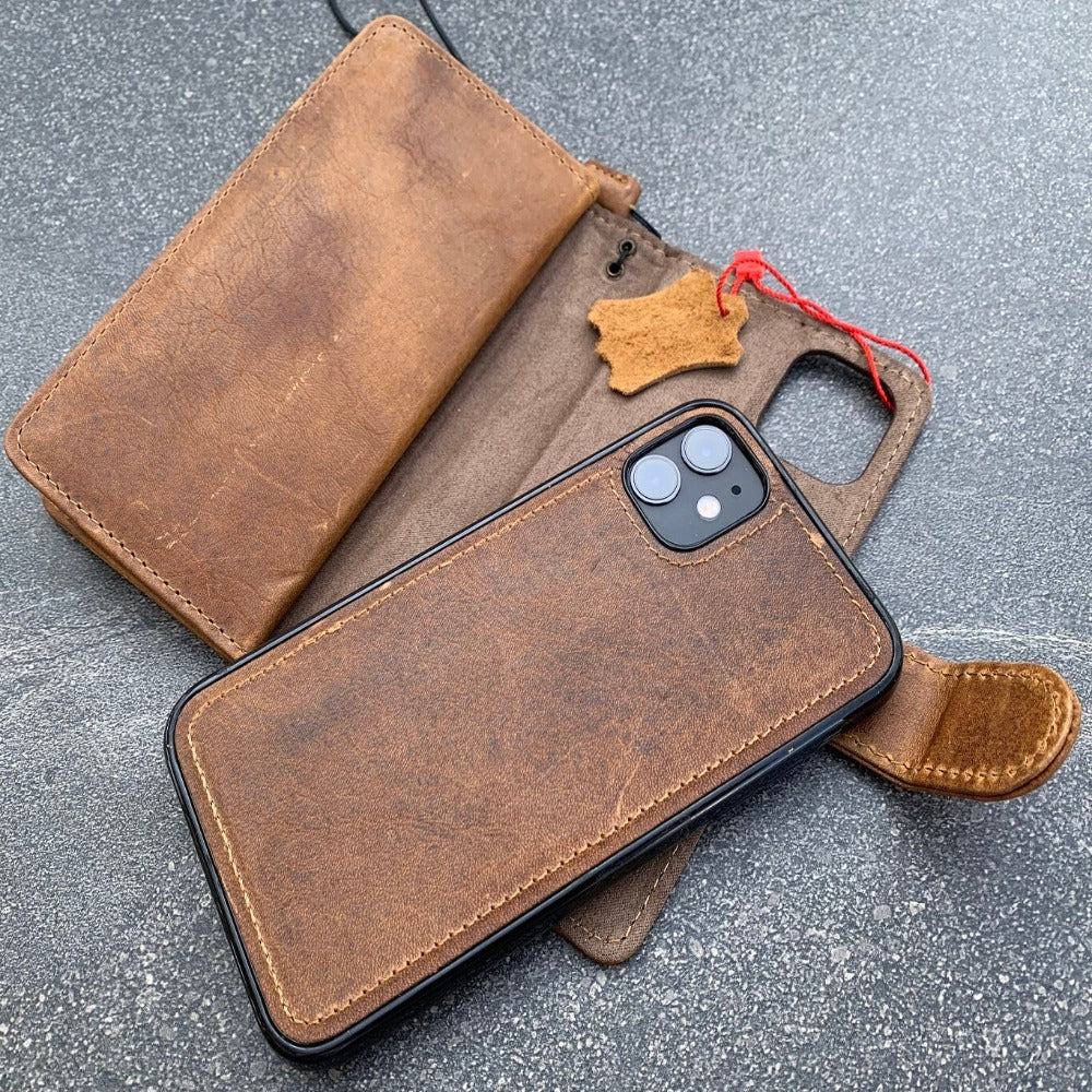 ARICHI Genuine Leather Case For Apple iPhone 11 12 13 14 15 16 Pro Max 6 7 8 plus SE XS S Cover Wallet Book Craft Removable