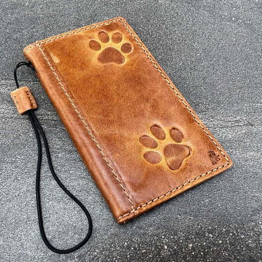 ARICHI Genuine Leather Case For Google Pixel 4 4A 5 5A 6 6A 7 8 9 Pro XL Fold 4G 5G Dog Stamping Tan