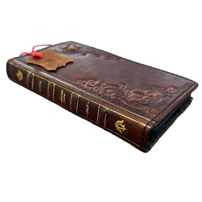 ARICHI Genuine Leather Bible Style Case for Galaxy s26 Wallet Cover with Card Slots, Stamped Decorations, Vintage Craft
