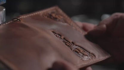 ARICHI Genuine Leather Bible Style Case for Galaxy s26 Wallet Cover with Card Slots, Stamped Decorations, Vintage Craft