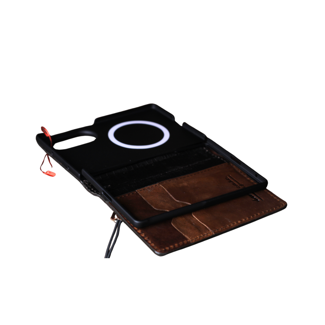 Galaxy Z Fold 8 leather wallet case with wireless charging phone holder and card slots